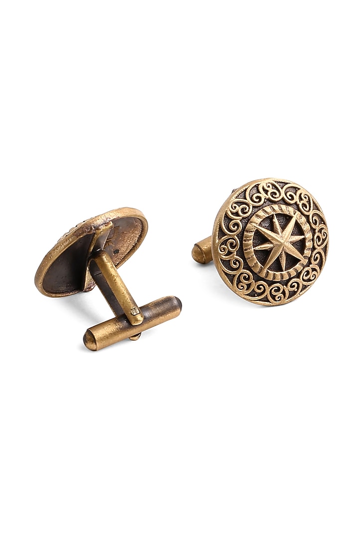 Antique Gold Finish Armour Cufflinks by Cosa Nostraa at Pernia's Pop Up Shop
