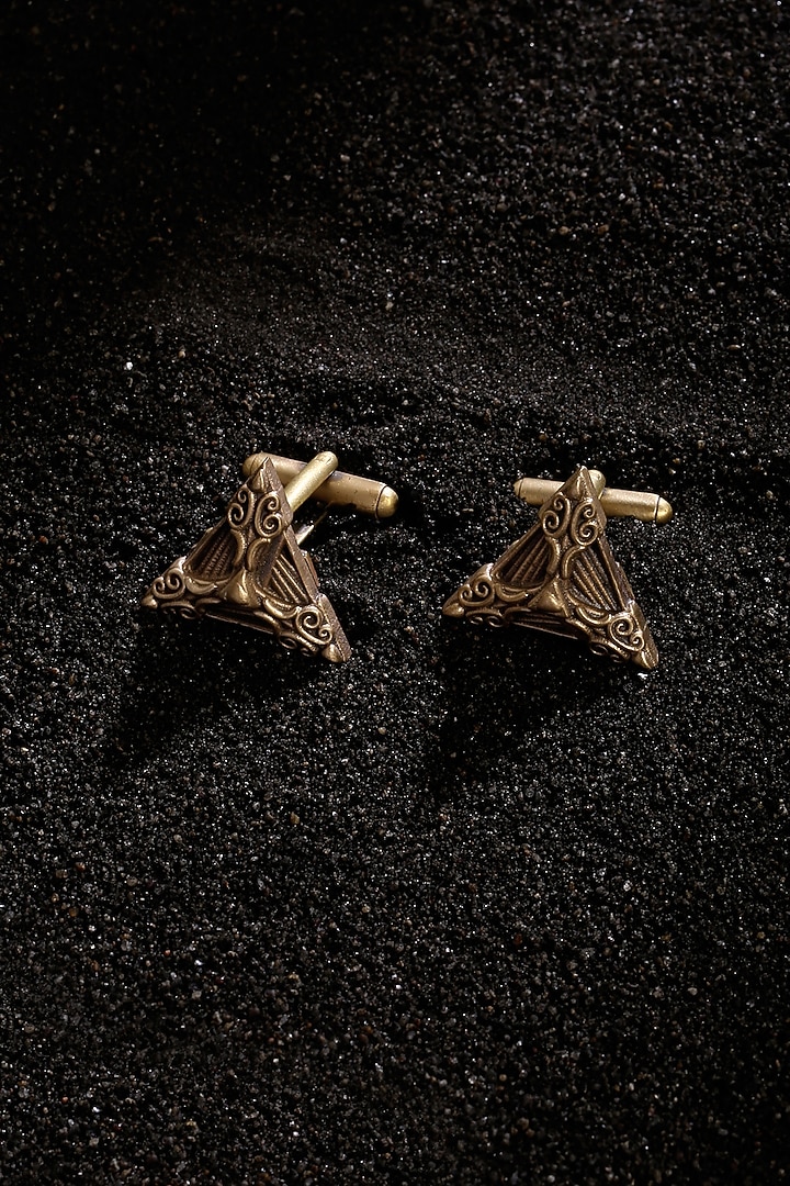 Antique Gold Finish Shields Cufflinks by Cosa Nostraa at Pernia's Pop Up Shop