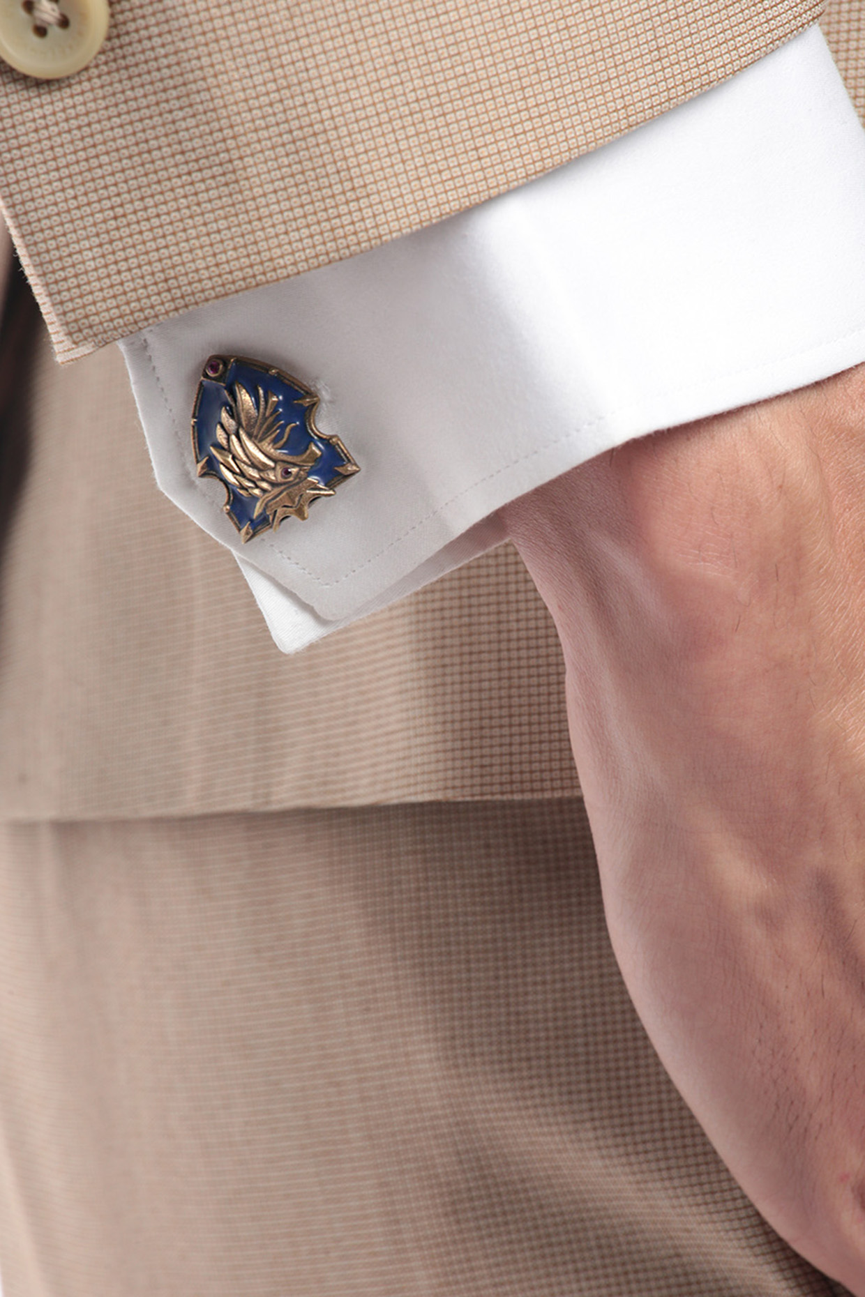 Antique Gold Finish Navy Blue Cufflinks by Cosa Nostraa