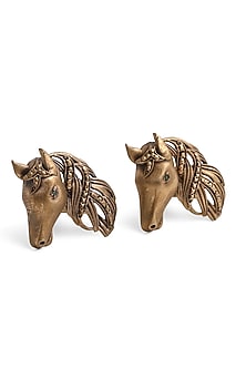Antique Gold Finish Royal Horse Cufflinks by Cosa Nostraa-POPULAR PRODUCTS AT STORE
