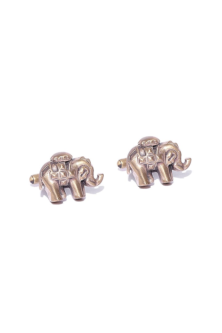 Antique Gold Finish Elephant Cufflinks by Cosa Nostraa
