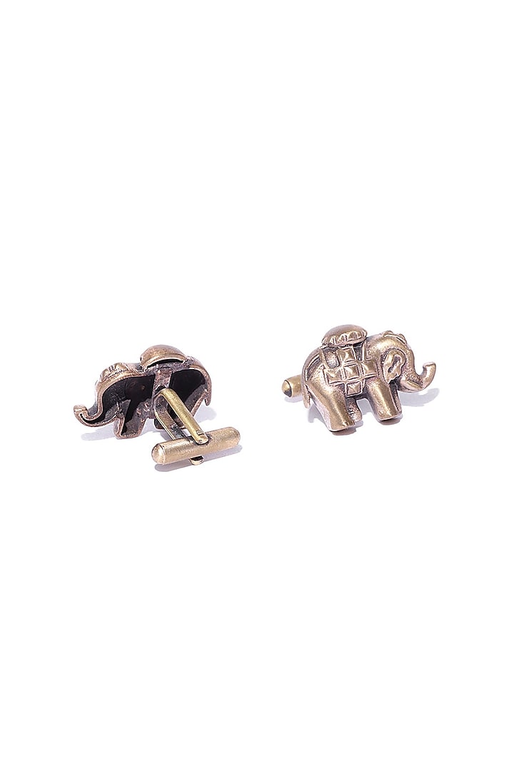 Antique Gold Finish Elephant Cufflinks by Cosa Nostraa at Pernia's Pop Up Shop