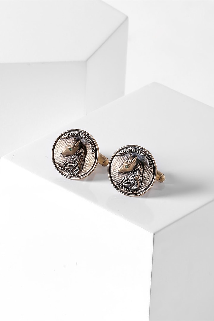 Antique Gold Finish Vintage Horse Cufflinks by Cosa Nostraa