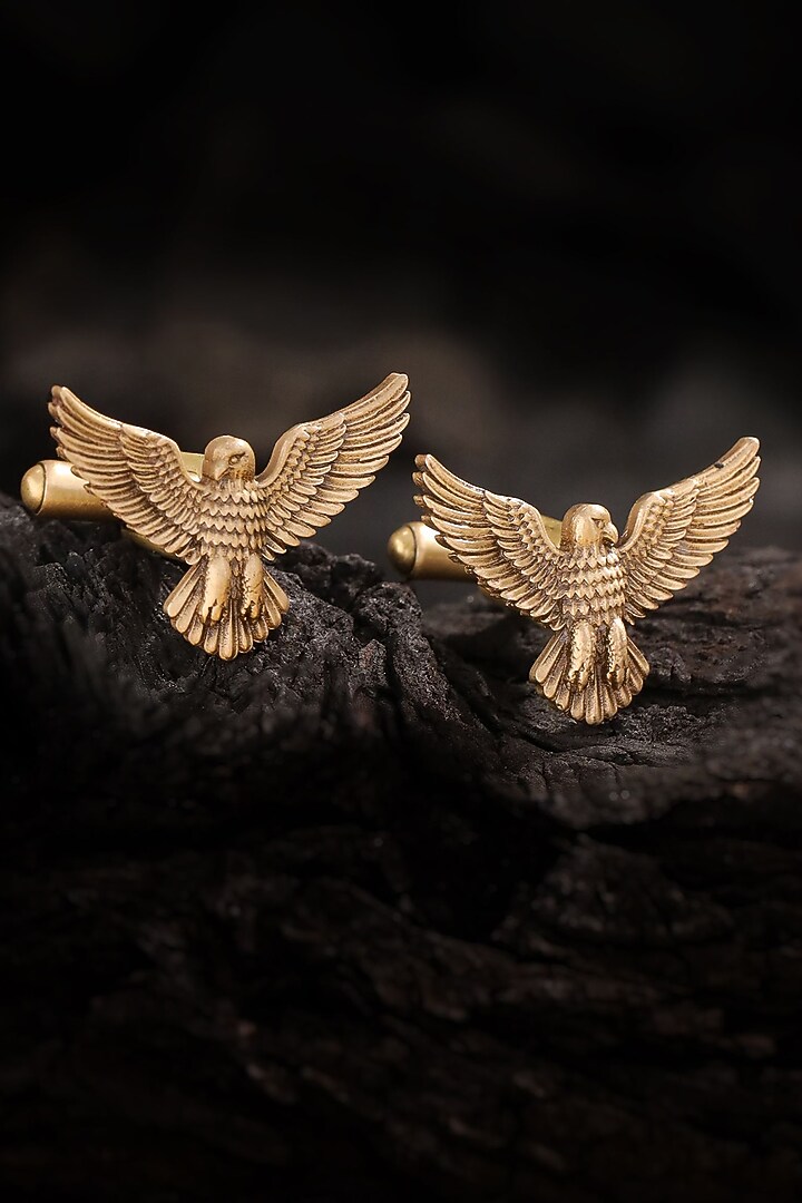 Oxidised Antique Gold Brass Cufflinks (Set Of 2) by Cosa Nostraa at Pernia's Pop Up Shop