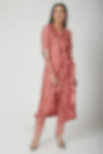 Blush Pink Overlap Jacket With Pants by Chhavvi Aggarwal at Pernia's Pop Up Shop