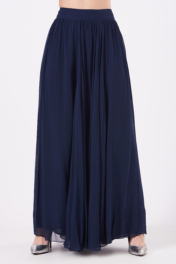 Navy Blue Hand Embroidered Cowl Kurta Set by Chhavvi Aggarwal at Pernia's Pop Up Shop