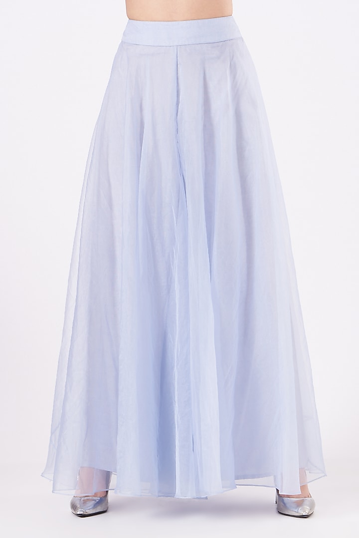 Powder Blue Organza Palazzo Pant Set by Chhavvi Aggarwal at Pernia's Pop Up Shop