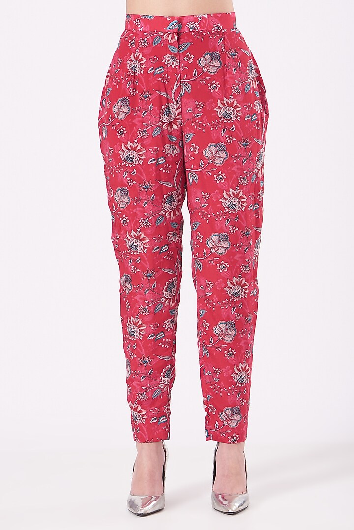 Red Printed Jacket Set by Chhavvi Aggarwal at Pernia's Pop Up Shop