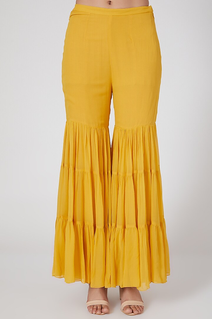 Yellow Embroidered & Printed Party Wear Sharara Set by Chhavvi Aggarwal at Pernia's Pop Up Shop