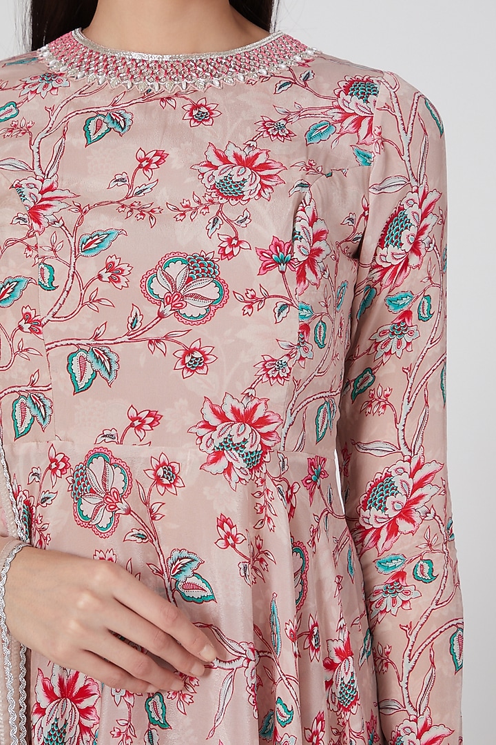 Nude Pink Printed & Embroidered Party Wear Sharara Set by Chhavvi Aggarwal at Pernia's Pop Up Shop