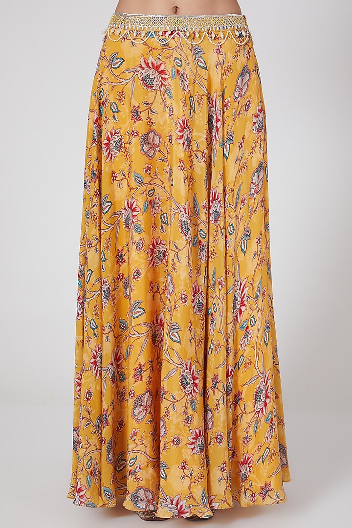 Yellow Printed & Embroidered Wedding Lehenga Set by Chhavvi Aggarwal at Pernia's Pop Up Shop