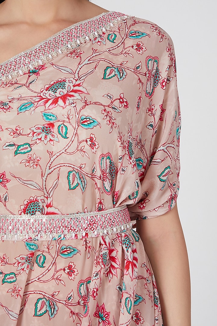 Nude Pink Printed Palazzo Pant Set by Chhavvi Aggarwal at Pernia's Pop Up Shop