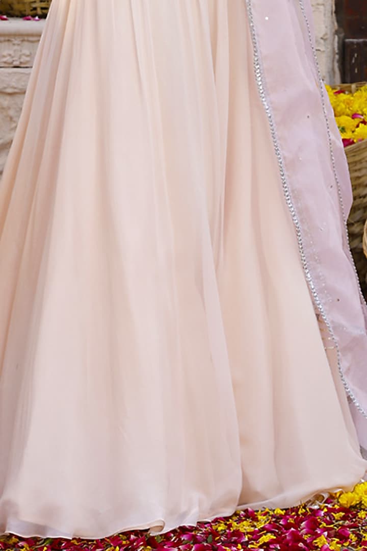 Light Peach Georgette Wedding Lehenga Set by Chhavvi Aggarwal at Pernia's Pop Up Shop
