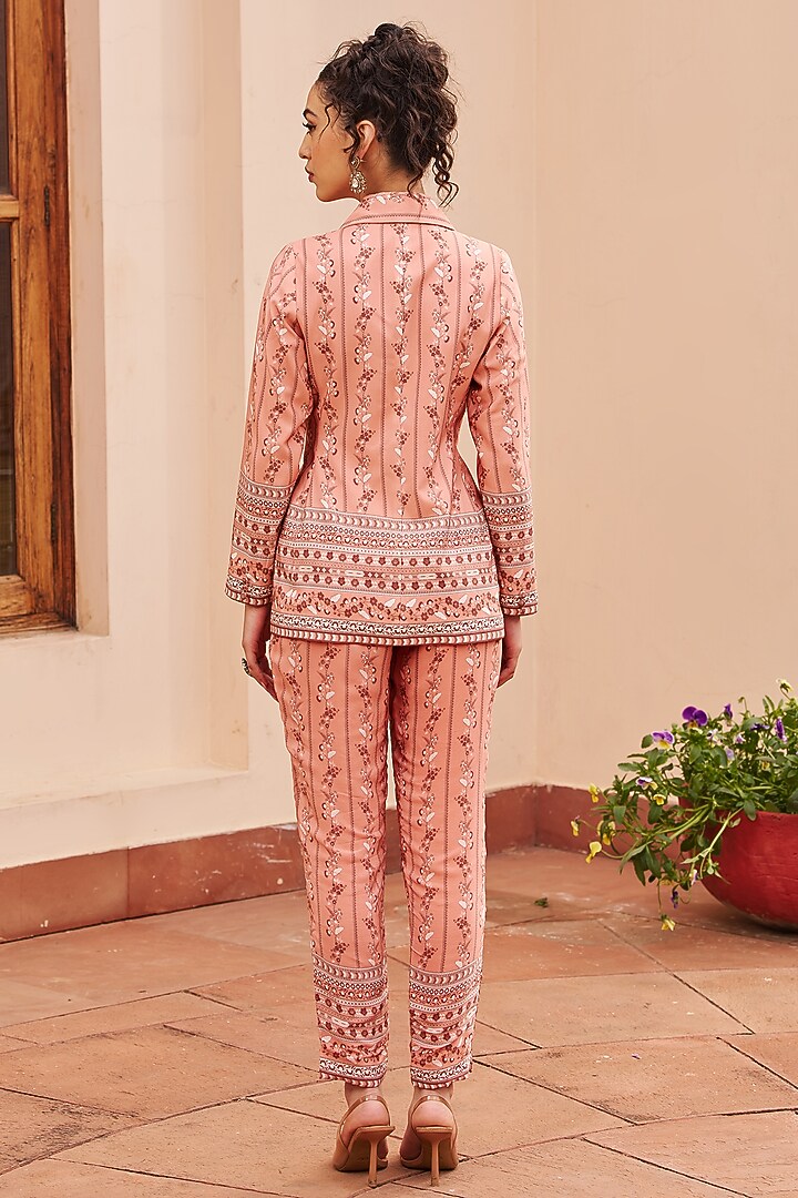 Peach Crepe Printed Co-Ord Set by Chhavvi Aggarwal at Pernia's Pop Up Shop