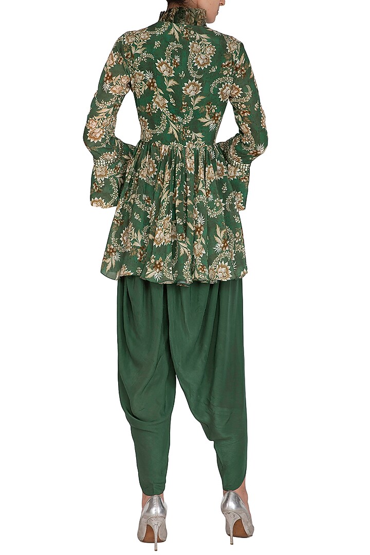 Green Crepe Dhoti Set by Chhavvi Aggarwal at Pernia's Pop Up Shop