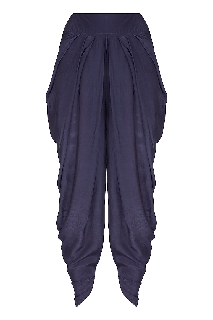 Navy Blue Crepe Dhoti Set by Chhavvi Aggarwal at Pernia's Pop Up Shop