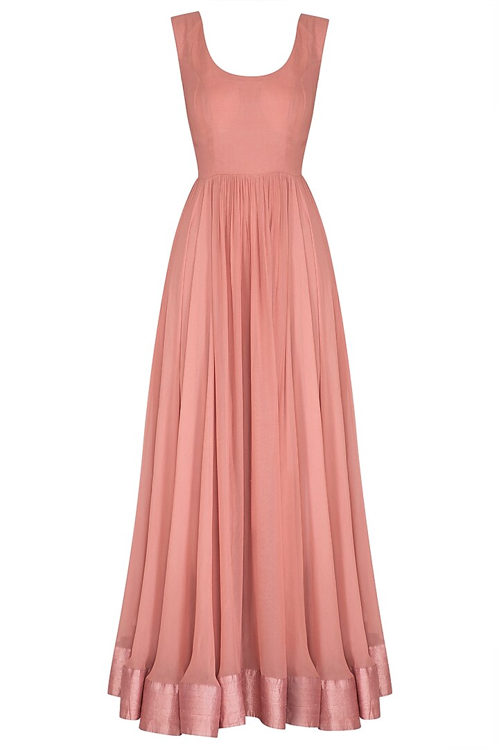 Pink Wedding Anarkali Gown With Embroidered Cape by Chhavvi Aggarwal at Pernia's Pop Up Shop