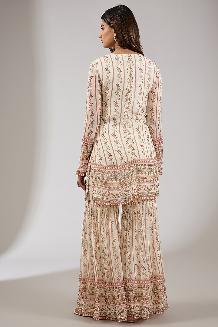 Ivory Georgette Printed Party Wear Sharara Set by Chhavvi Aggarwal at Pernia's Pop Up Shop
