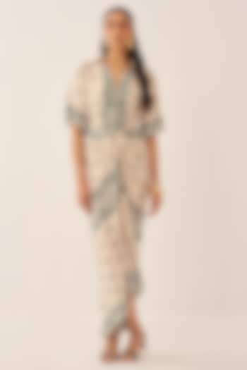 Ivory Crepe Printed Shirt Vacation Dress by Chhavvi Aggarwal at Pernia's Pop Up Shop