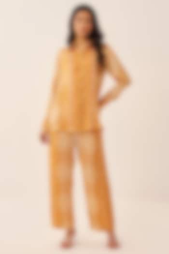 Orange Modal Satin Printed Co-Ord Set by Chhavvi Aggarwal at Pernia's Pop Up Shop