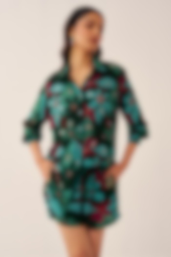 Green Crepe Printed Co-Ord Set by Chhavvi Aggarwal at Pernia's Pop Up Shop