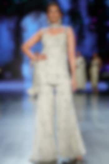 Ivory Georgette Printed Party Wear Sharara Set by Chhavvi Aggarwal at Pernia's Pop Up Shop