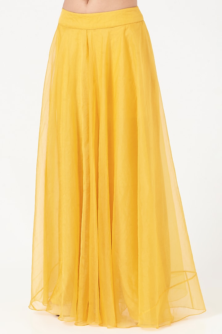 Yellow Organza Palazzo Pant Set by Chhavvi Aggarwal at Pernia's Pop Up Shop