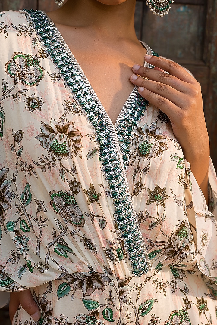 Off White Embroidered Jumpsuit by Chhavvi Aggarwal at Pernia's Pop Up Shop