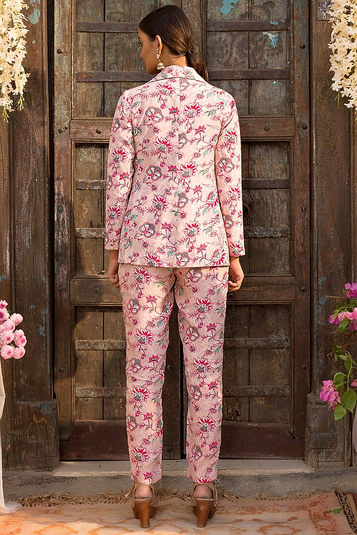 Nude Pink Printed Pant Set by Chhavvi Aggarwal at Pernia's Pop Up Shop