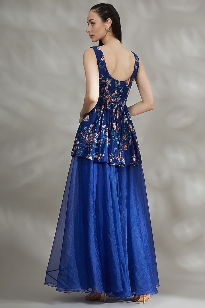 Cobalt Blue Printed Kurta Set by Chhavvi Aggarwal at Pernia's Pop Up Shop