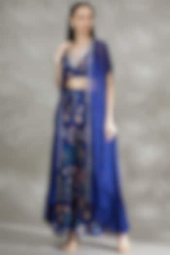 Cobalt Blue Printed Sharara Set by Chhavvi Aggarwal at Pernia's Pop Up Shop