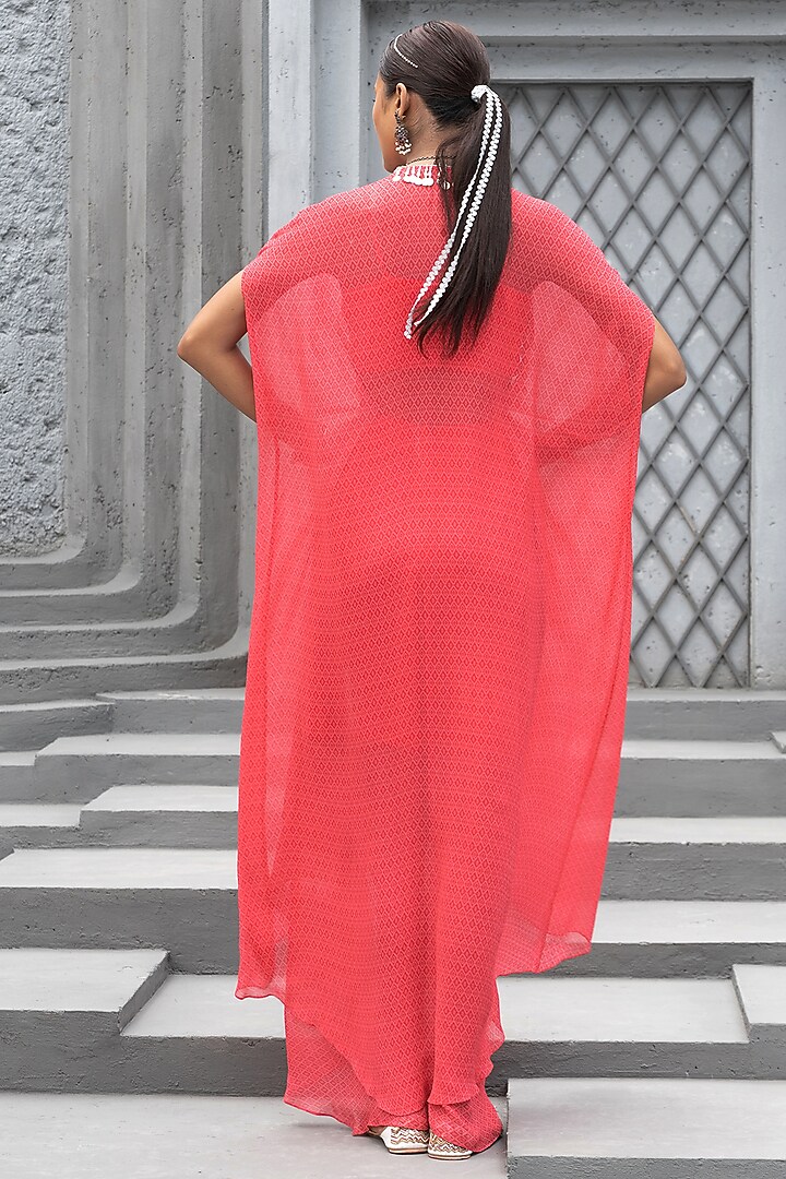 Raspberry Pink Georgette Printed Skirt Set by Chhavvi Aggarwal at Pernia's Pop Up Shop