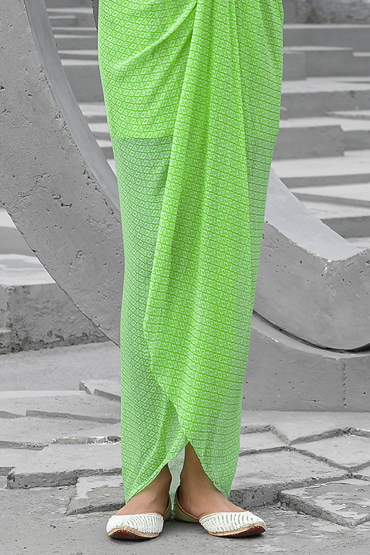 Lime Green Georgette Printed Maxi Vacation Dress by Chhavvi Aggarwal at Pernia's Pop Up Shop