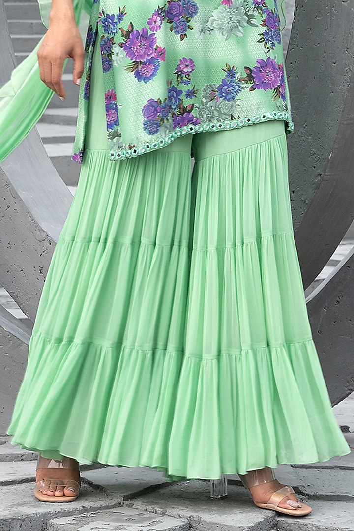 Sea Green Georgette Party Wear Sharara Set by Chhavvi Aggarwal at Pernia's Pop Up Shop