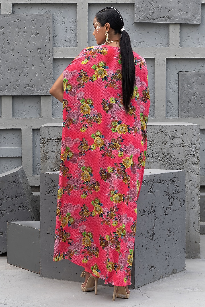 Raspberry Pink Bemberg Satin Skirt Set by Chhavvi Aggarwal at Pernia's Pop Up Shop