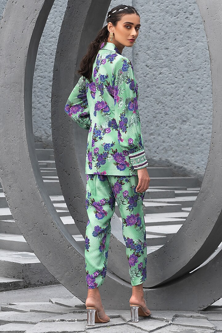 Sea Green Crepe Printed Co-Ord Set by Chhavvi Aggarwal at Pernia's Pop Up Shop