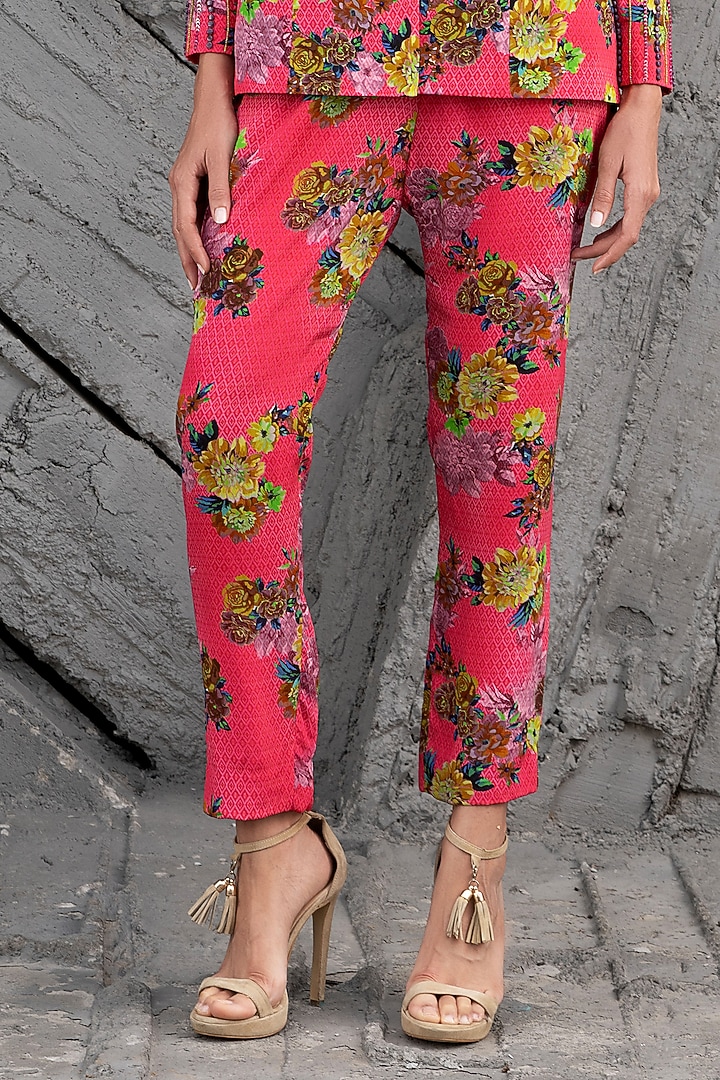 Raspberry Pink Crepe Printed Co-Ord Set by Chhavvi Aggarwal at Pernia's Pop Up Shop