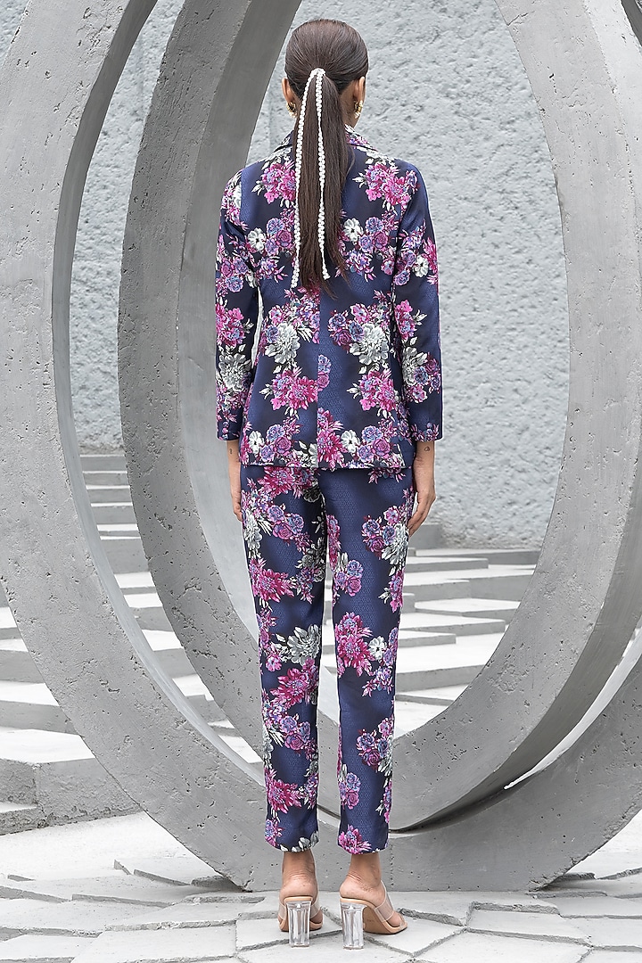 Navy Blue Crepe Printed Co-Ord Set by Chhavvi Aggarwal at Pernia's Pop Up Shop