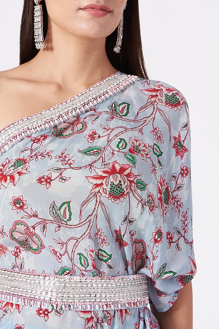 Powder Blue Hand Embroidered Tunic Set by Chhavvi Aggarwal at Pernia's Pop Up Shop