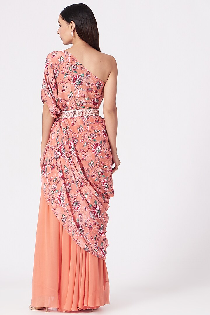 Coral Georgette Palazzo Pant Set by Chhavvi Aggarwal at Pernia's Pop Up Shop