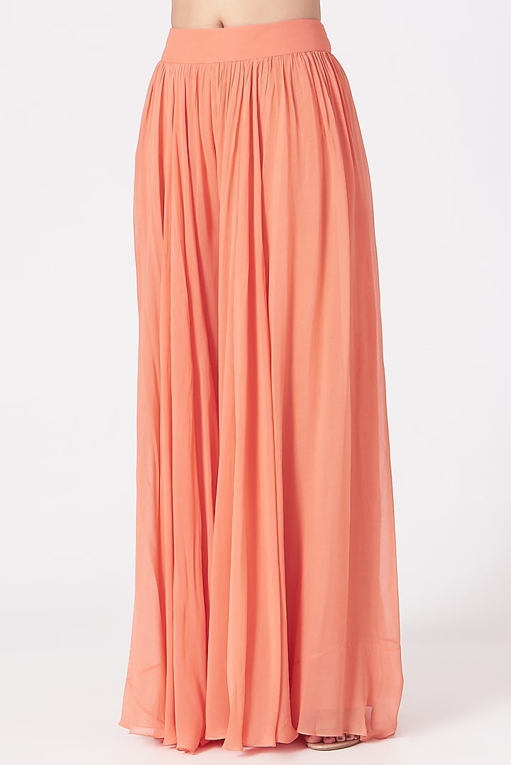 Coral Georgette Palazzo Pant Set by Chhavvi Aggarwal at Pernia's Pop Up Shop