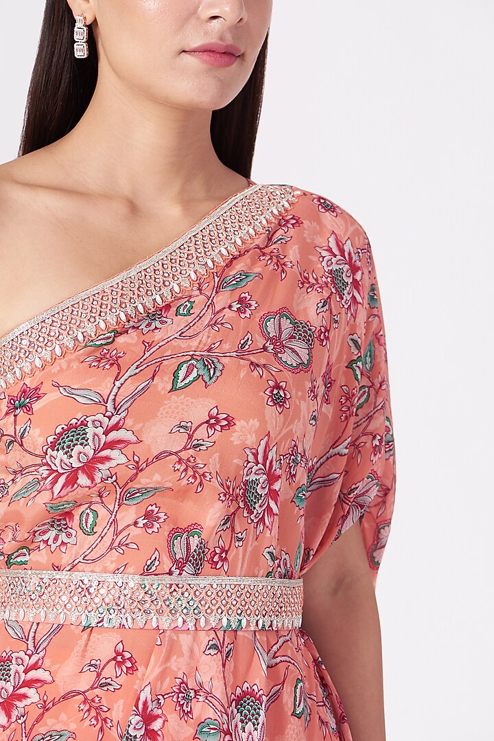 Coral Georgette Palazzo Pant Set by Chhavvi Aggarwal at Pernia's Pop Up Shop