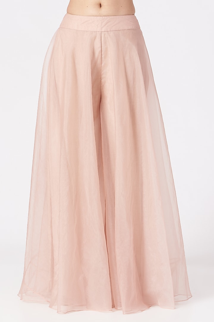 Nude Pink Organza Palazzo Pant Set by Chhavvi Aggarwal at Pernia's Pop Up Shop