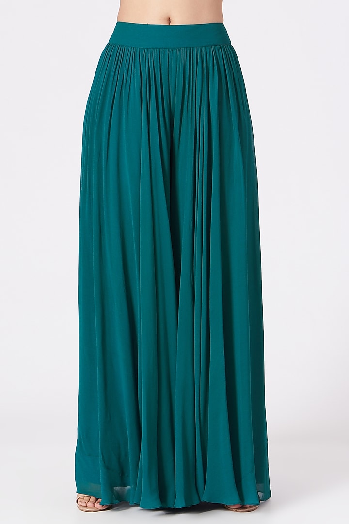 Teal Blue Embroidered Tunic Set by Chhavvi Aggarwal at Pernia's Pop Up Shop