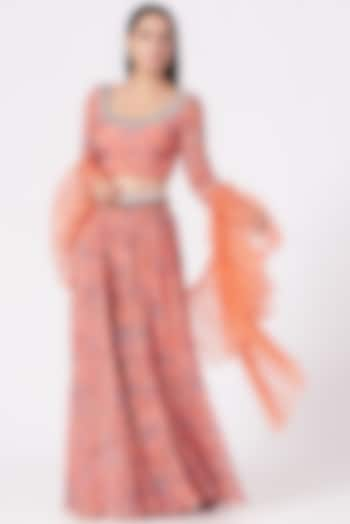 Coral Printed Palazzo Pant Set by Chhavvi Aggarwal at Pernia's Pop Up Shop