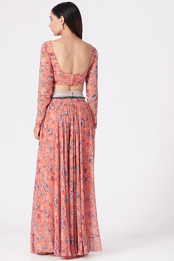 Coral Printed Palazzo Pant Set by Chhavvi Aggarwal at Pernia's Pop Up Shop