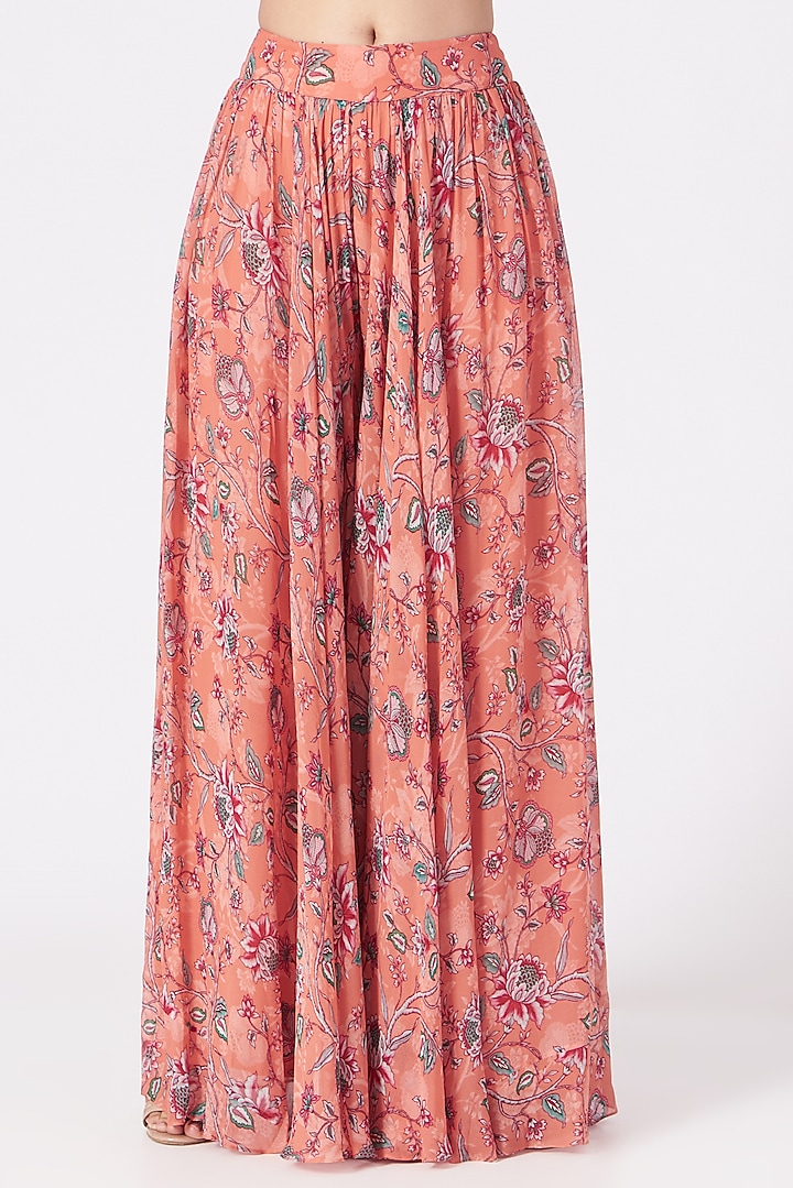 Coral Printed Palazzo Pant Set by Chhavvi Aggarwal at Pernia's Pop Up Shop