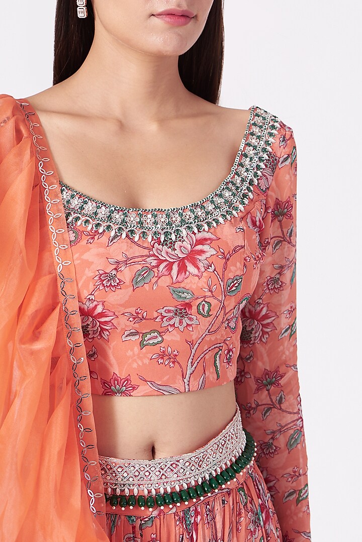 Coral Printed Palazzo Pant Set by Chhavvi Aggarwal at Pernia's Pop Up Shop