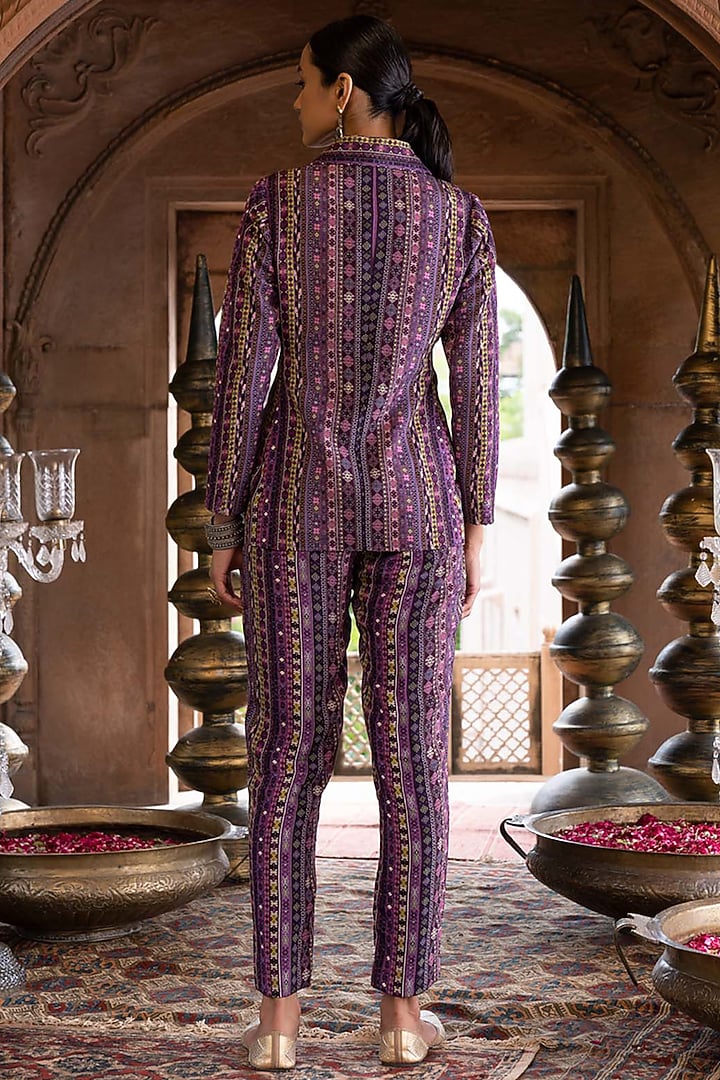 Purple Crepe Printed Co-Ord Set by Chhavvi Aggarwal at Pernia's Pop Up Shop