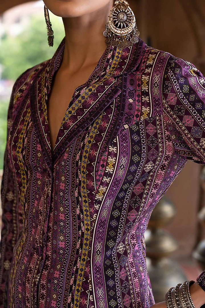 Purple Crepe Printed Co-Ord Set by Chhavvi Aggarwal at Pernia's Pop Up Shop